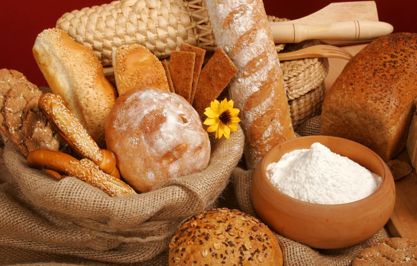 Photo wallpaper bread, flour, cuts