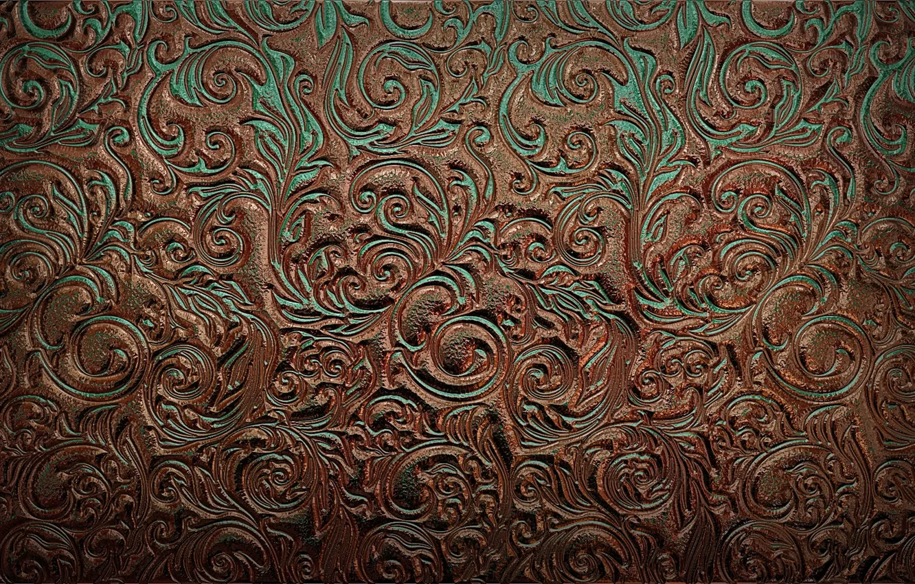 Photo wallpaper metal, green, background, pattern, curls, Shine, color, texture