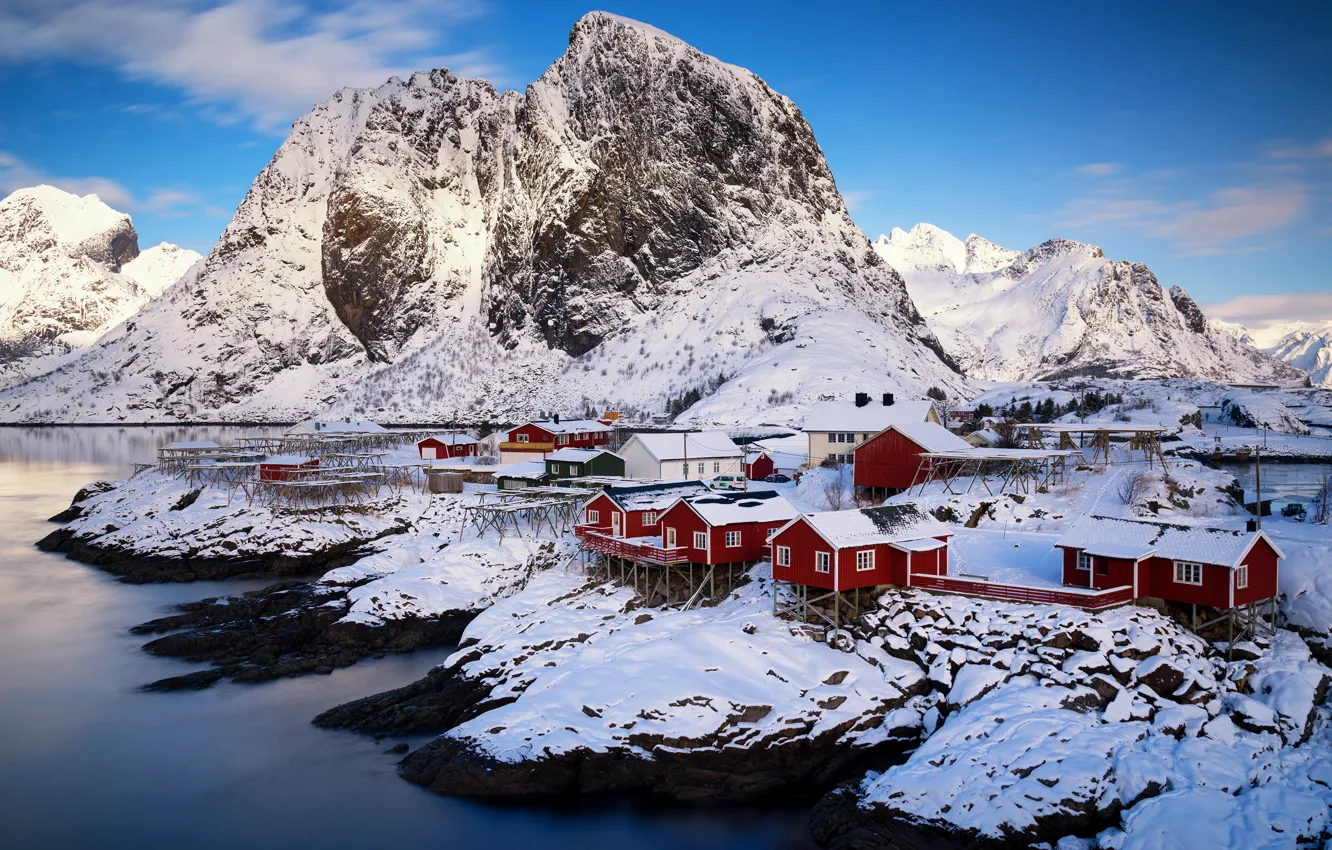 Photo wallpaper winter, white, the sky, snow, landscape, mountains, nature, blue