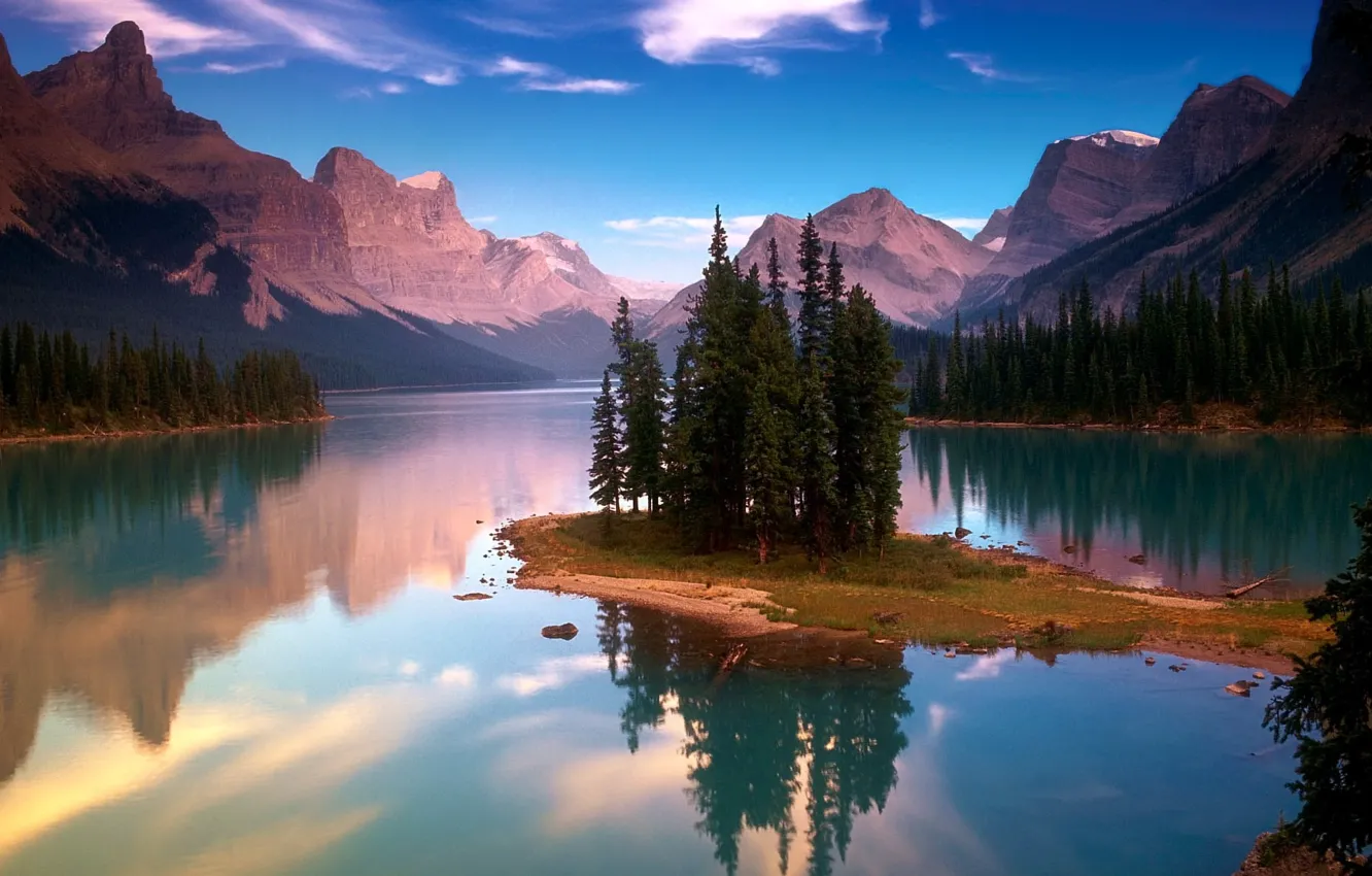 Photo wallpaper trees, mountains, lake, 155