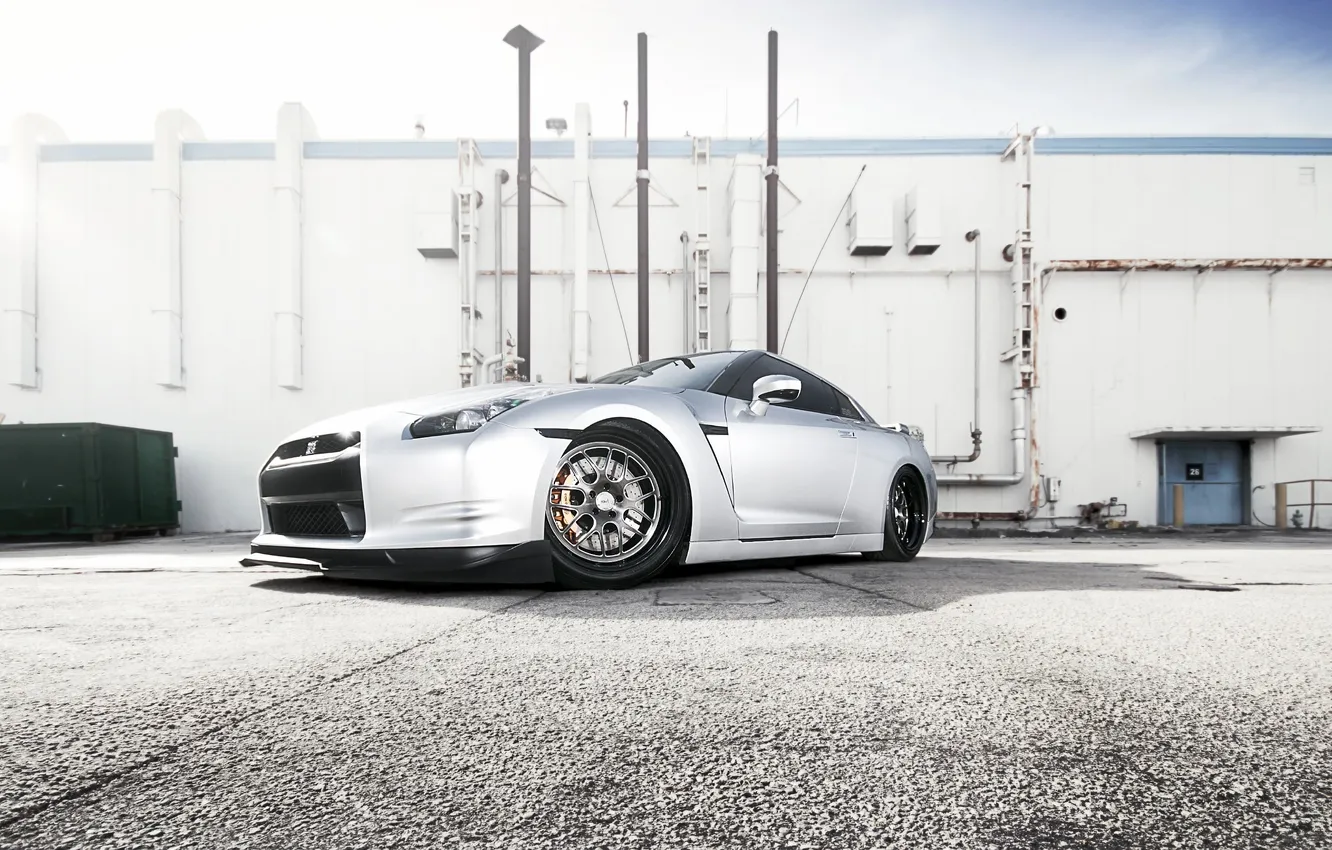 Photo wallpaper asphalt, home, Nissan GT-R