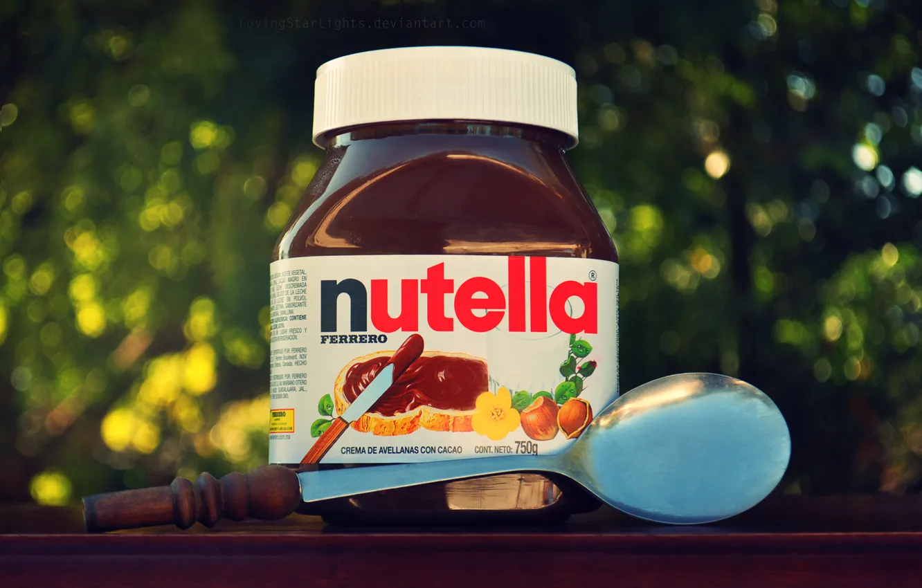 Photo wallpaper spoon, Bank, yummy, Nutella
