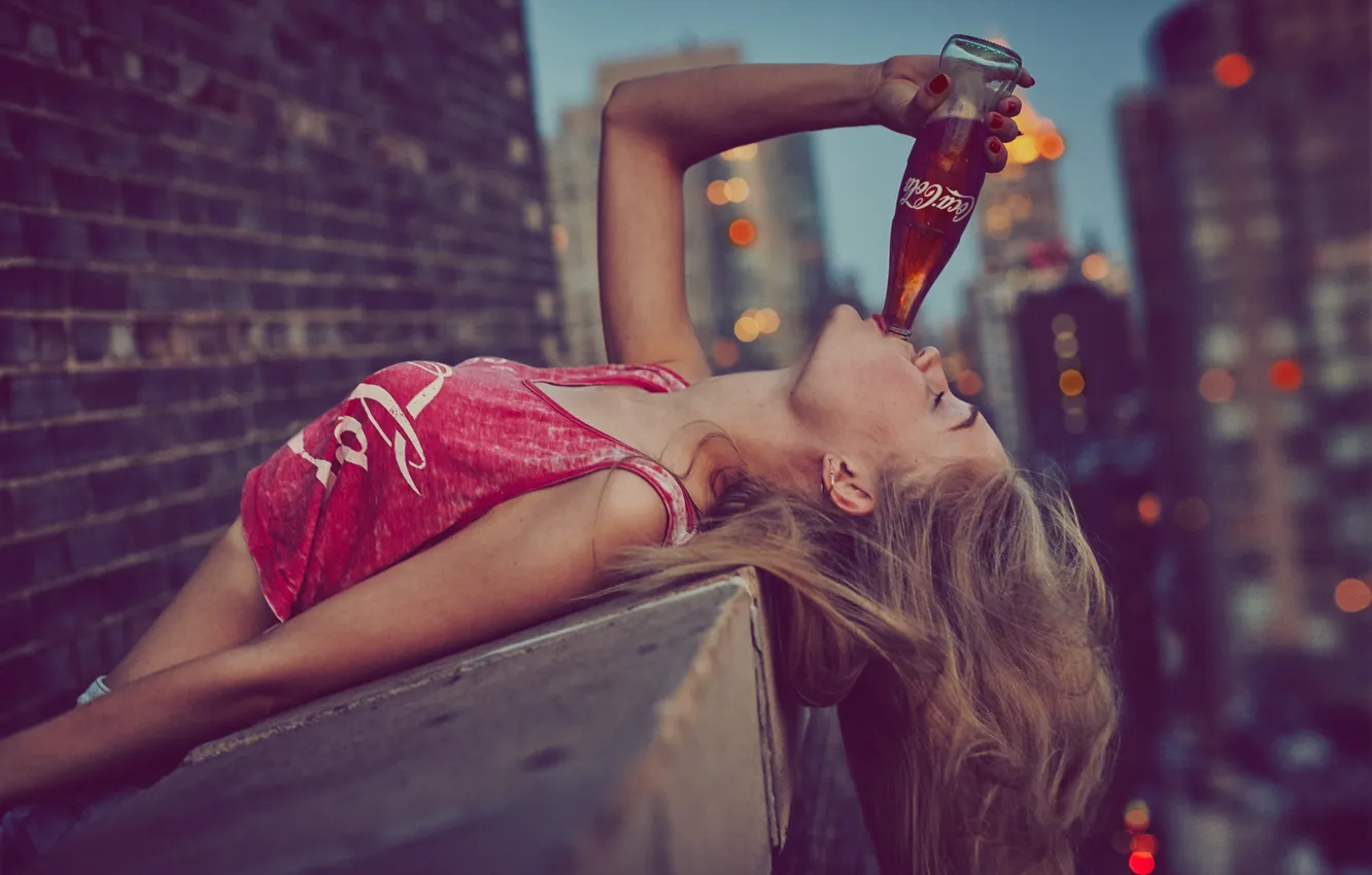Photo wallpaper girl, hair, coca cola, Coca-Cola, soda, relaxation, relaxation, Taste the feeling