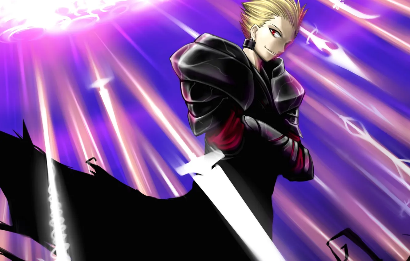 Photo wallpaper weapons, armor, guy, swords, Gilgamesh, Archer, Fate stay night, Fate / Stay Night