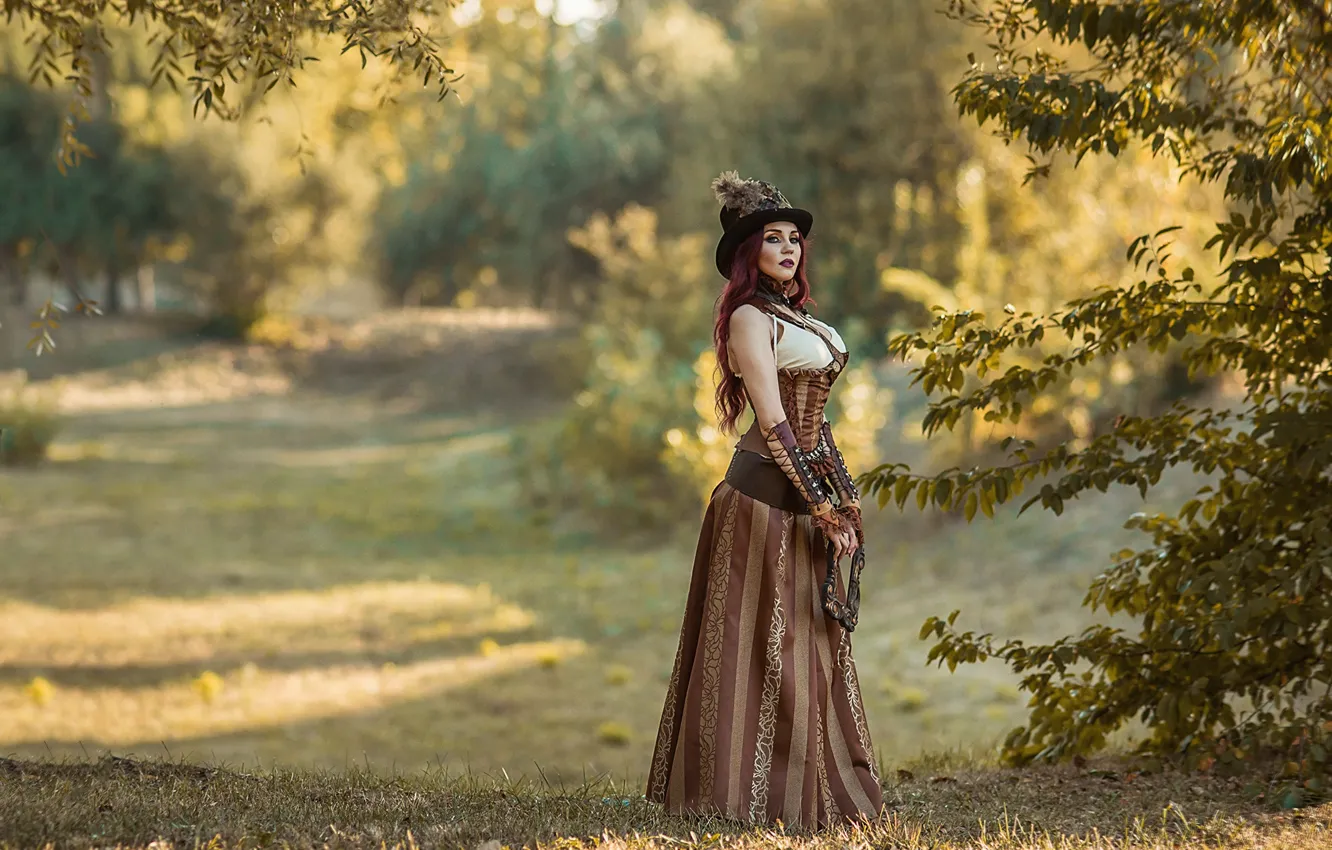 Photo wallpaper dress, hat, retro, park, A Diakov George