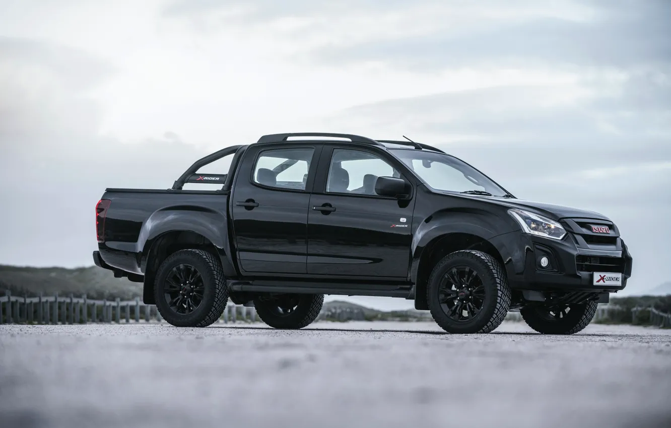 Photo wallpaper black, side view, pickup, Isuzu, D-Max, 2019, X-Rider Black