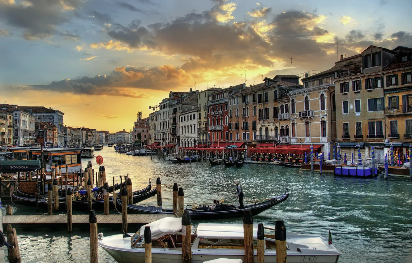 Photo wallpaper home, boats, the evening, Italy, Venice, channel
