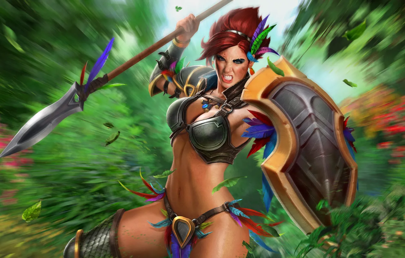 Photo wallpaper girl, the game, spear, shield, Amazon, Juggernaut Wars, Amazon Hecate