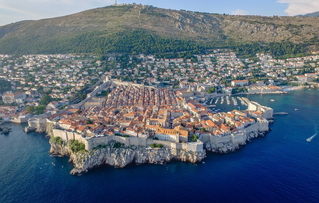 Photo wallpaper sea, the city, top, Croatia, Adriatica, Dubrovnik, Jadran