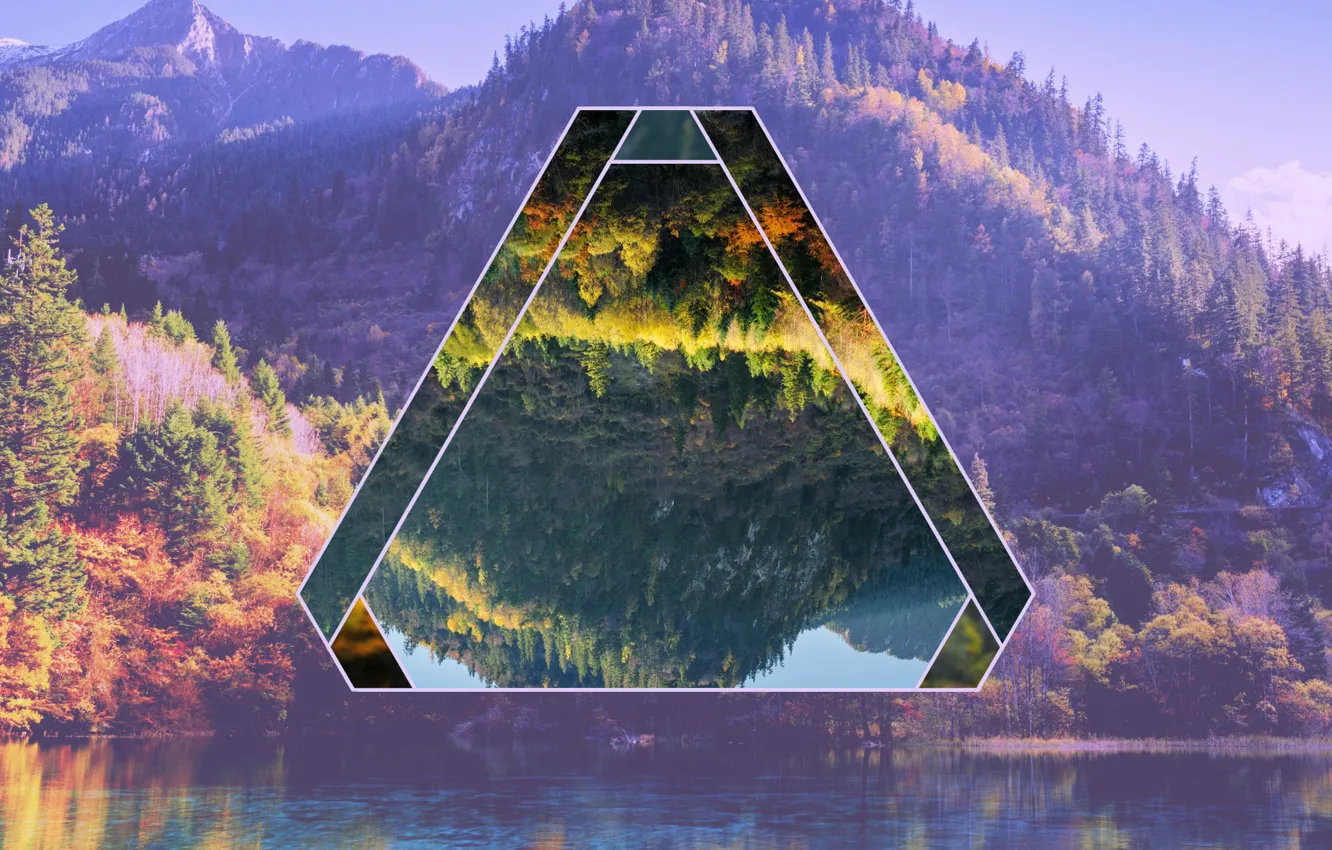 Photo wallpaper forest, lake, photoshop, forest, lake, photoshop, polyscape