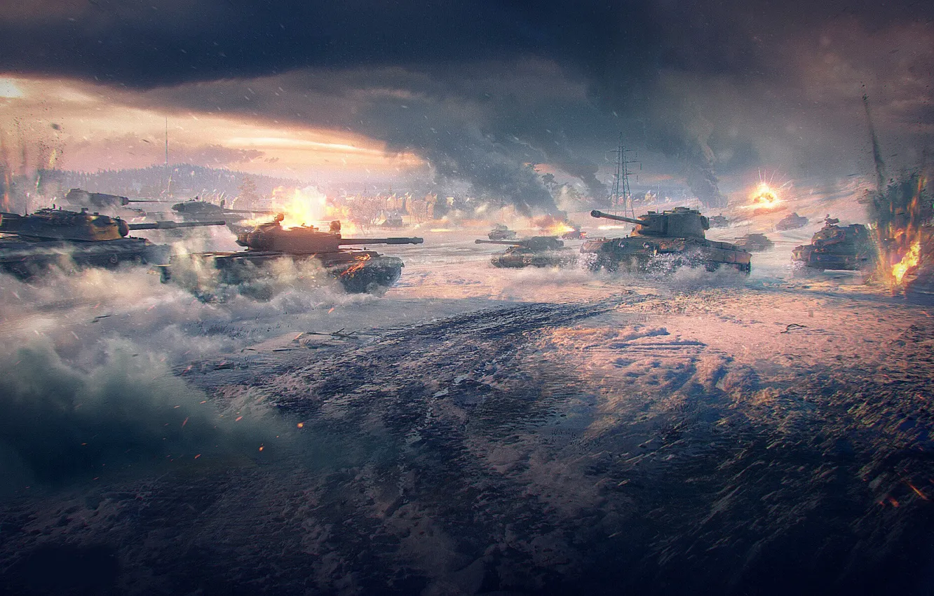 Photo wallpaper winter, snow, tank, game, World of Tanks, Wargaming.Net, Persha Studia, Wargaming Chicago-Baltimore