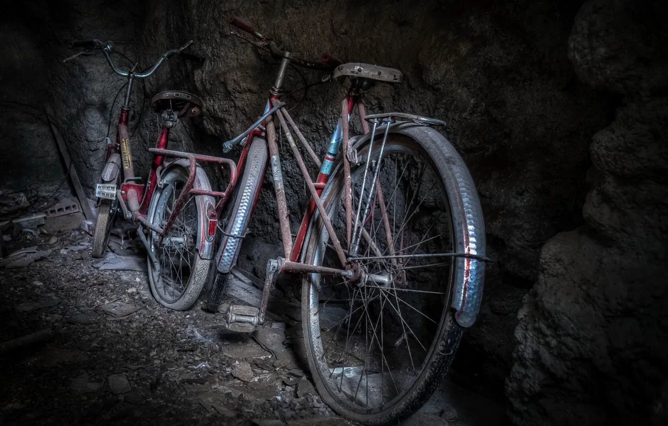 Photo wallpaper background, cellar, bikes