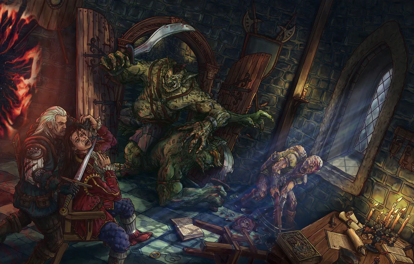 Photo wallpaper monster, the portal, art, The Witcher, Goblin, Witcher, teleport