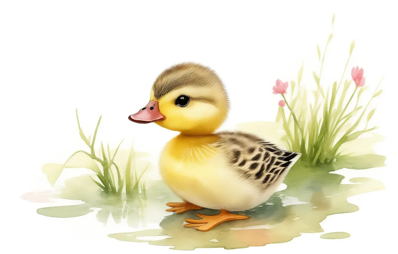 Photo wallpaper bird, figure, duck, watercolor, duck, bird, birds, duck