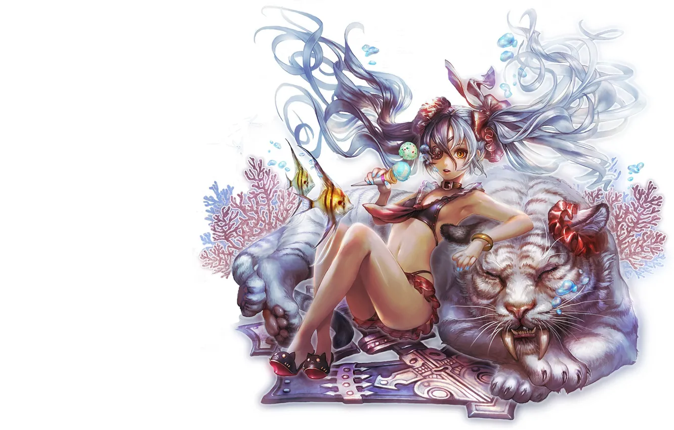 Photo wallpaper girl, tiger, the game, anime, art, online, Blade Soul