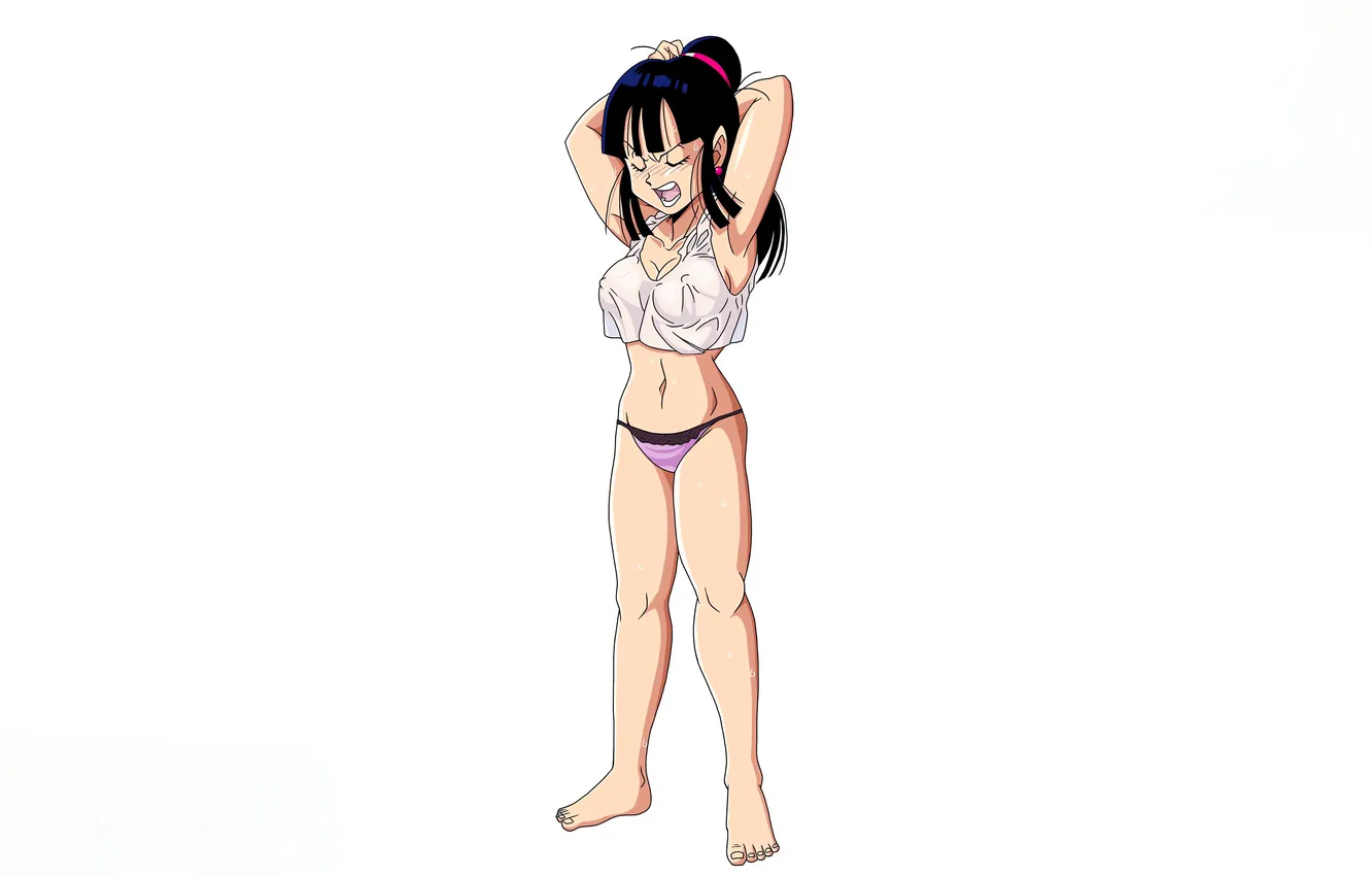 Photo wallpaper girl, sexy, lingerie, cleavage, panties, long hair, legs, boobs