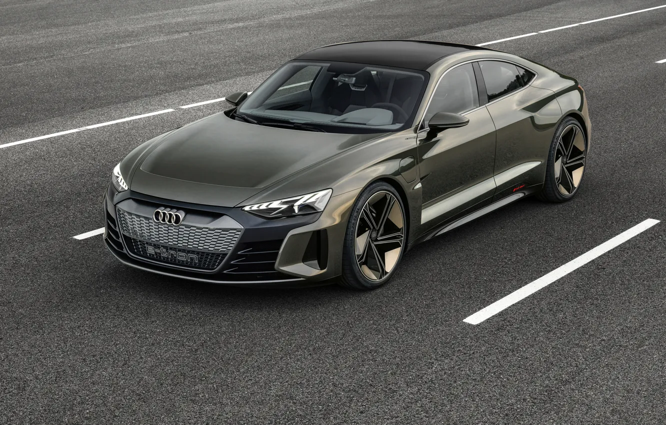 Photo wallpaper asphalt, Audi, markup, coupe, 2018, e-tron GT Concept, the four-door