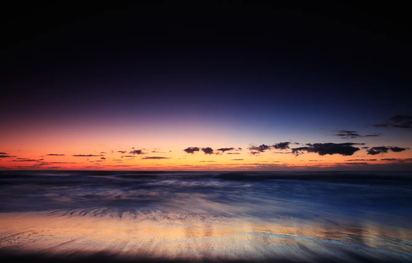 Photo wallpaper wave, the sky, clouds, the ocean, shore, horizon