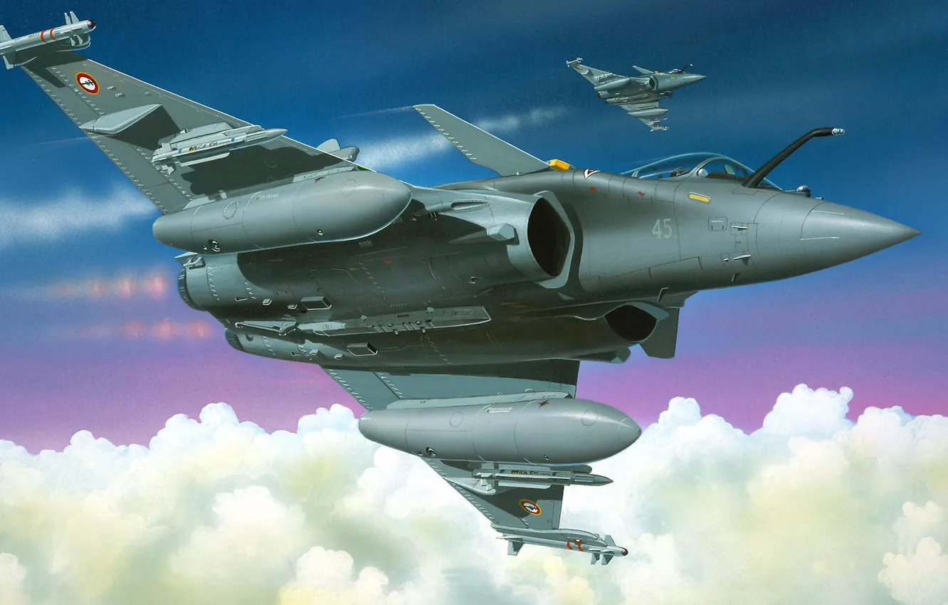 Photo wallpaper figure, missiles, art, pair, Dassault, Dassault Aviation, Rafale, Dassault Rafale
