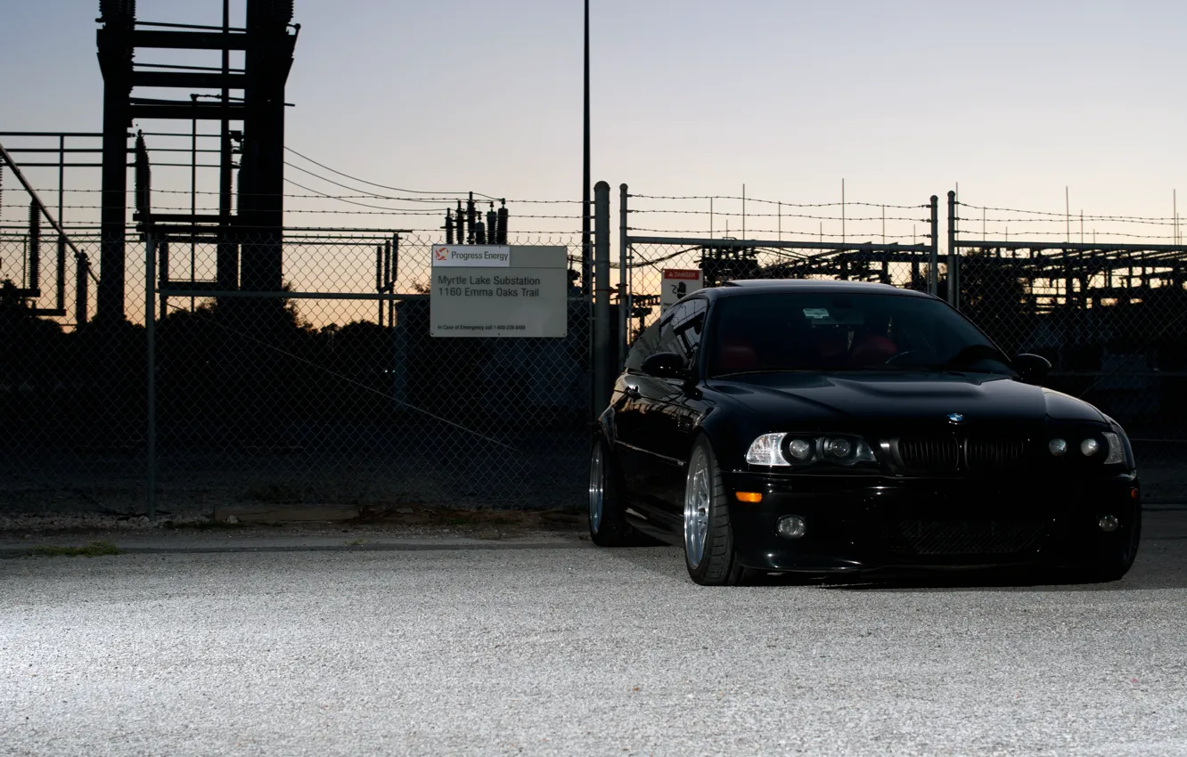 Wallpaper the sky, black, bmw, BMW, coupe, the evening, the fence