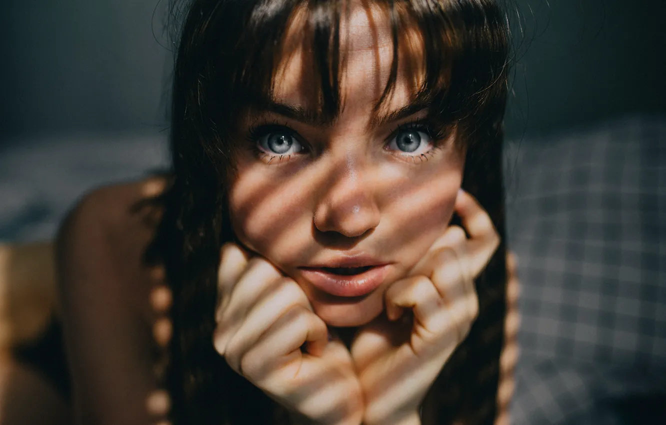 Photo wallpaper girl, eyes, look, shadow