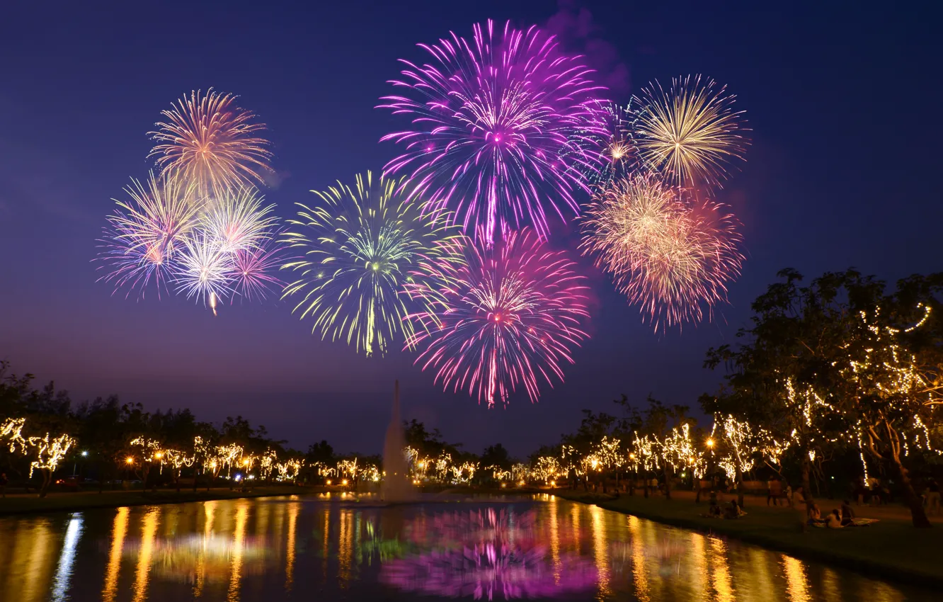Photo wallpaper night, lights, salute, colorful, New Year, happy, night, New Year