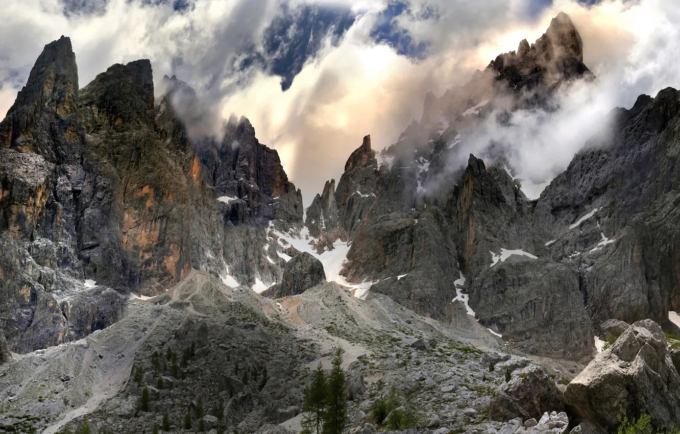 Photo wallpaper clouds, mountains, nature, rocks, Italy