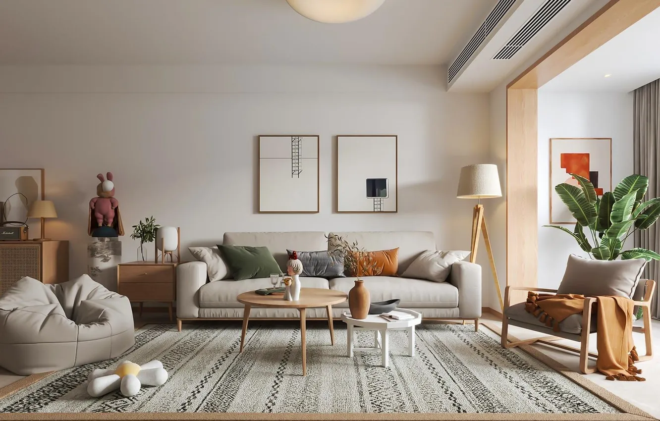 Photo wallpaper design, room, interior, living room, upholstered furniture, God's style