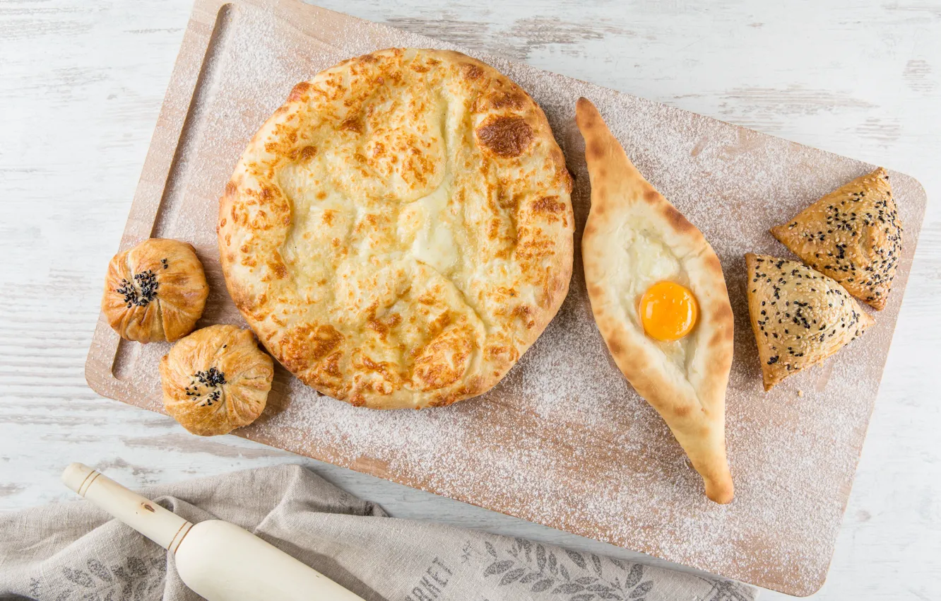 Photo wallpaper eggs, cakes, pita