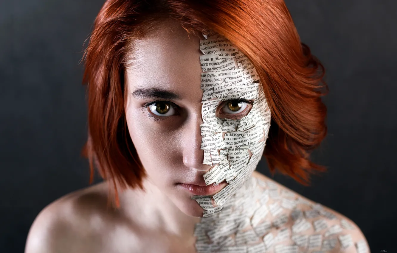 Photo wallpaper look, girl, face, paper, background, model, body, portrait
