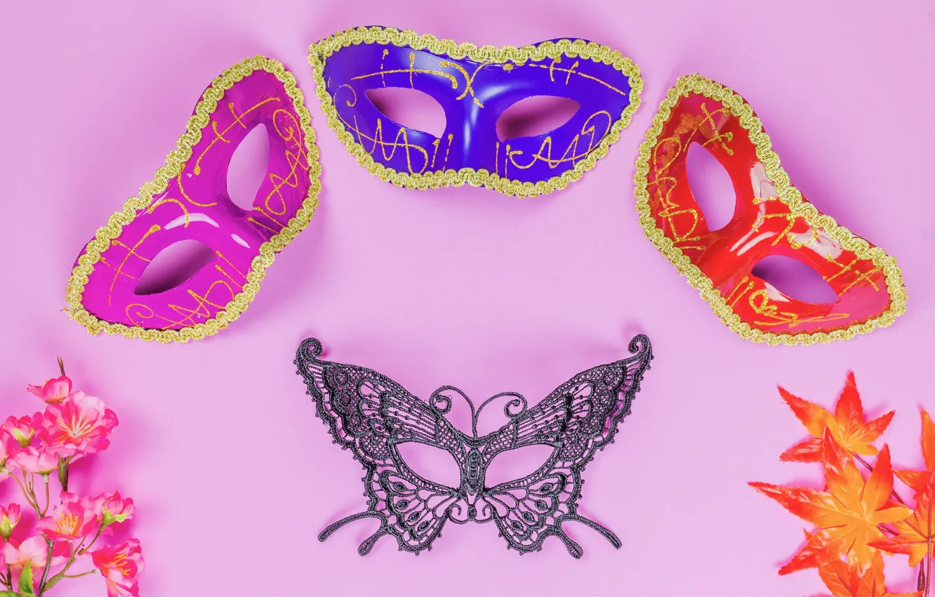 Photo wallpaper style, butterfly, mask, carnival