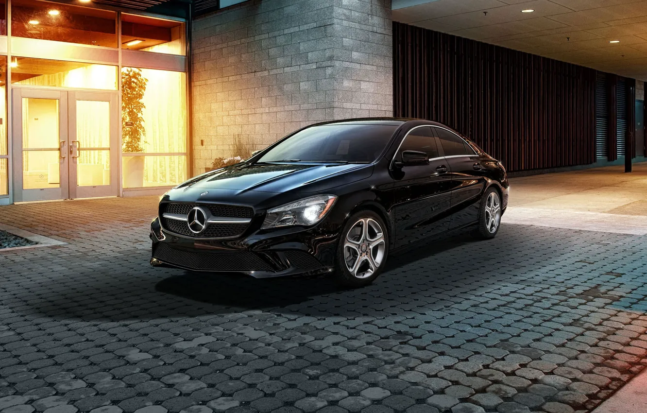 Photo wallpaper black, mercedes benz, cla