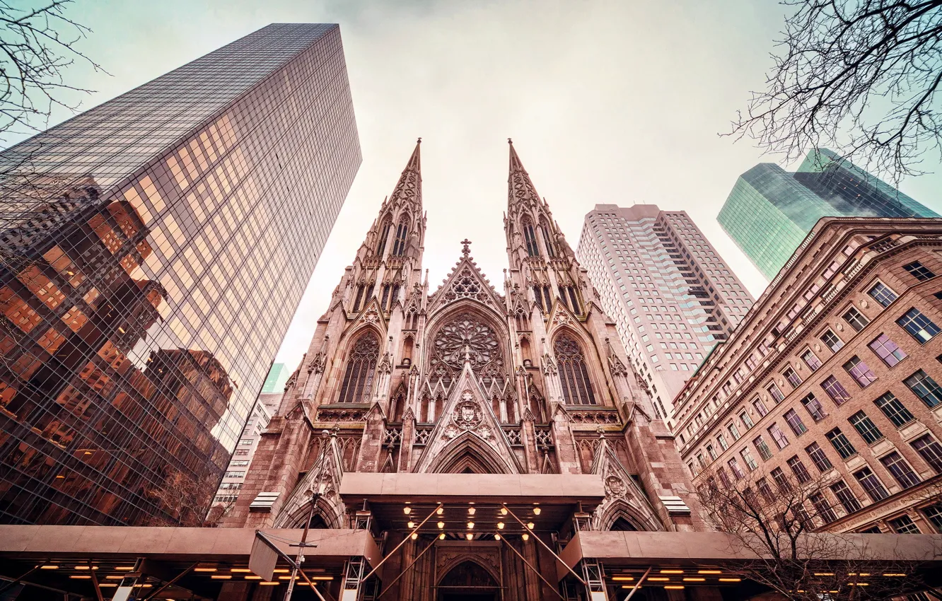 Photo wallpaper the city, New York, St. Patrick's Cathedral