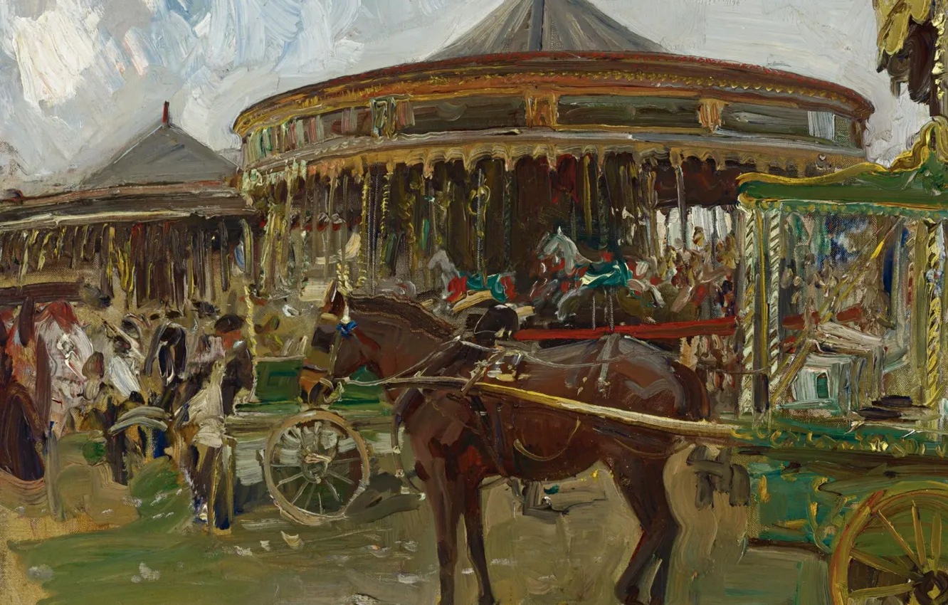 Photo wallpaper horse, picture, Carousel, Alfred James Munnings, Alfred James Munnings