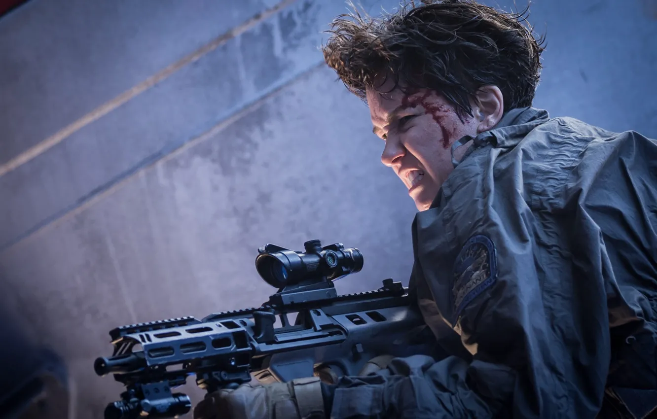 Photo wallpaper cinema, gun, blood, weapon, alien, movie, film, rifle