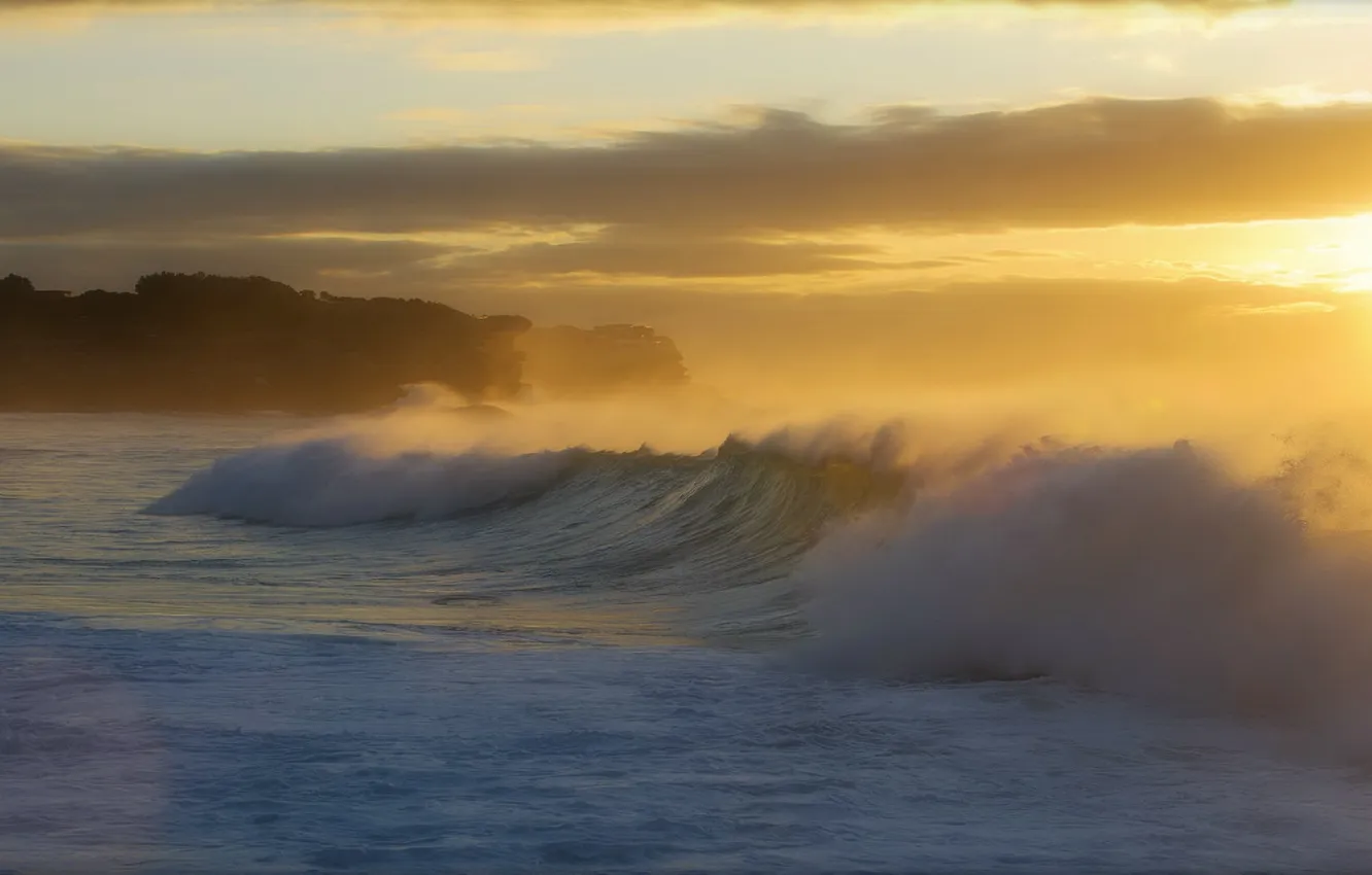 Photo wallpaper sea, wave, morning