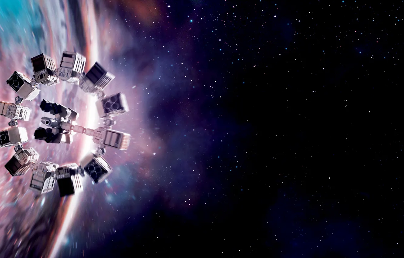 Photo wallpaper Stars, Planet, Space, Spaceship, 2014, Drama, Adventure, Interstellar