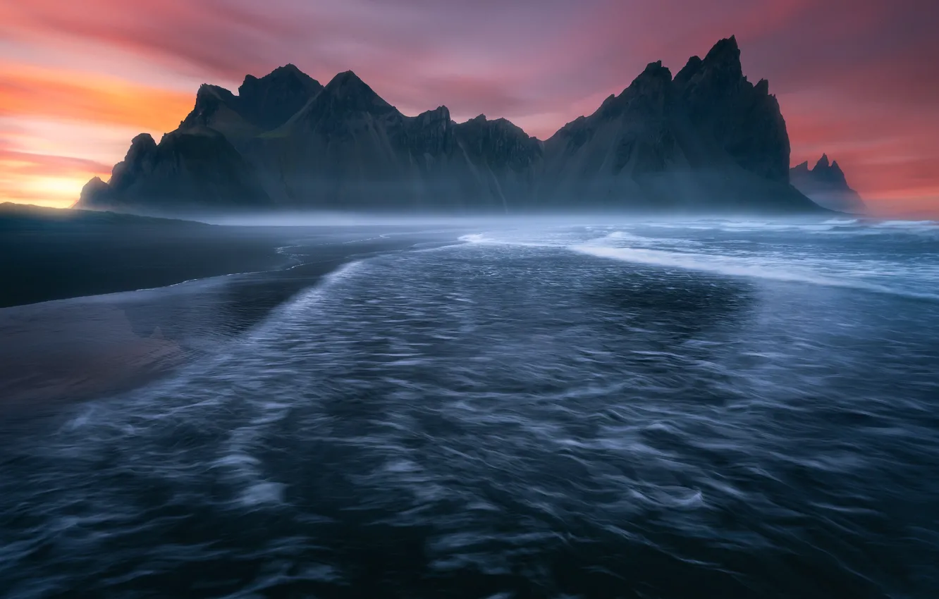 Photo wallpaper sea, landscape, mountains