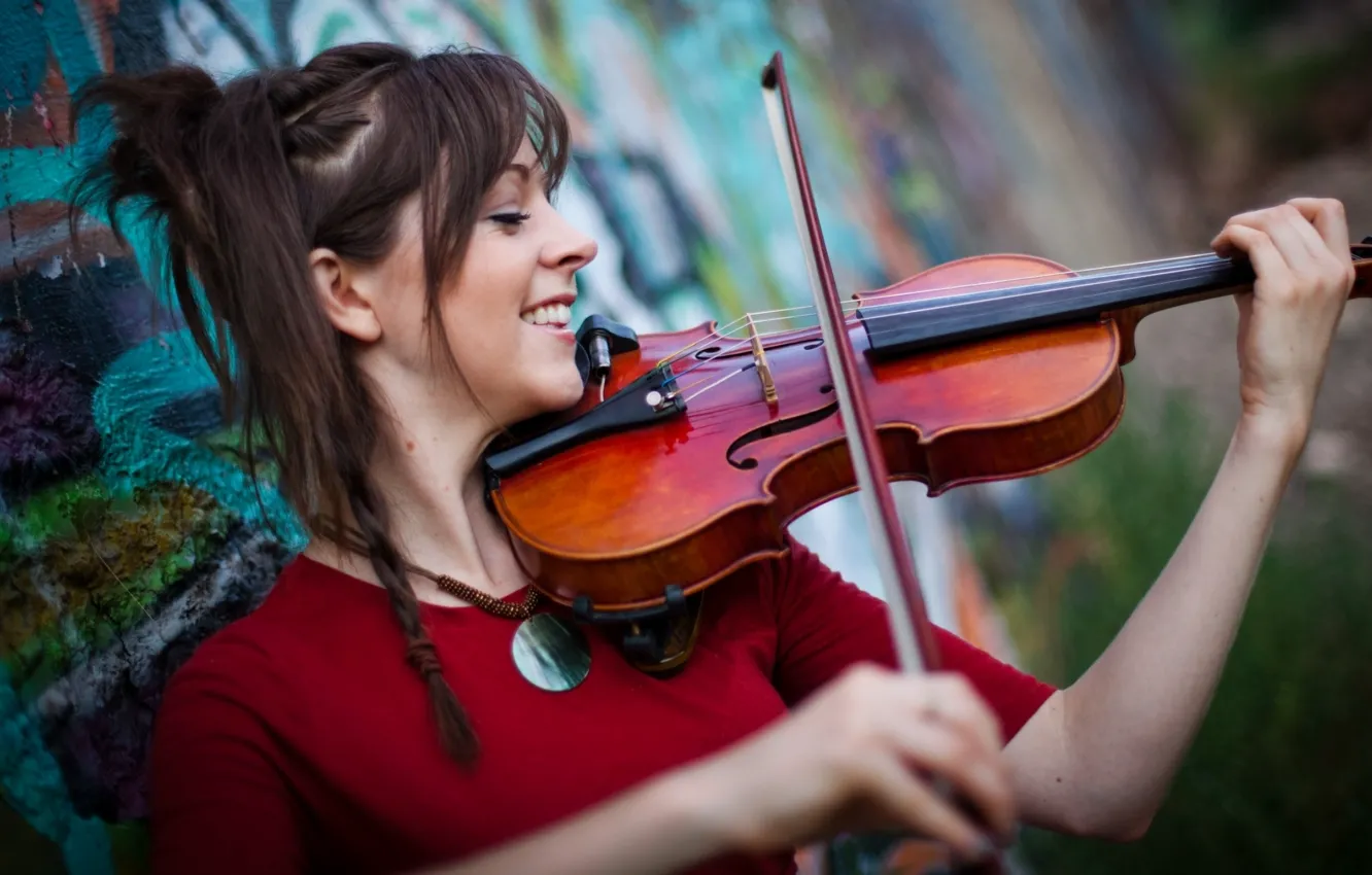 Photo wallpaper wall, violin, grafiti, violin, Lindsey Stirling, Lindsey Stirling