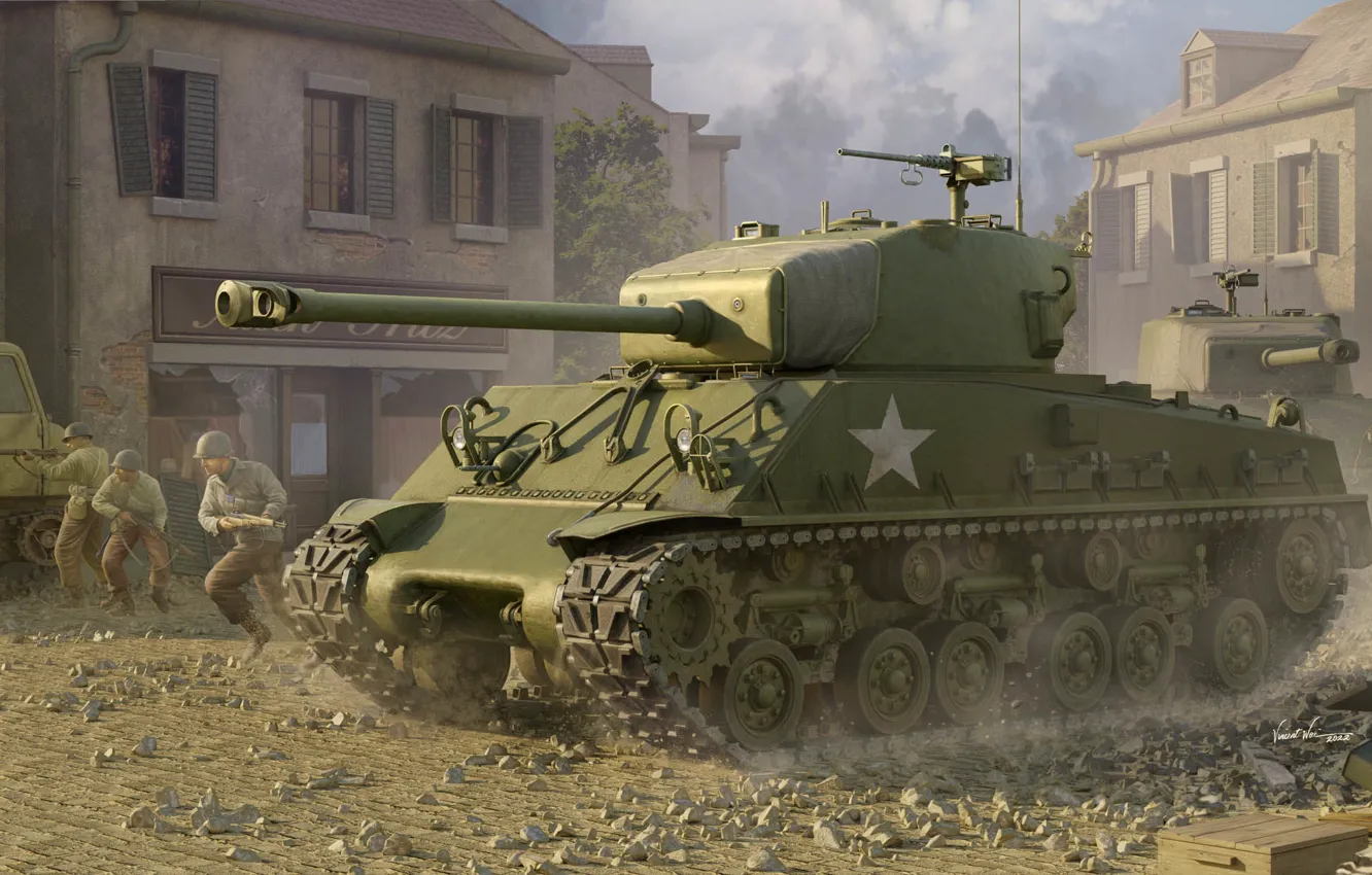 Photo wallpaper tank, USA, armor, Sherman M4