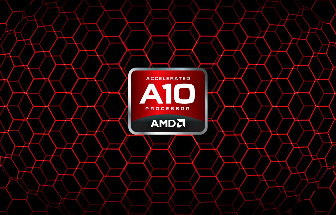 Photo wallpaper red, logo, AMD, A10, APU