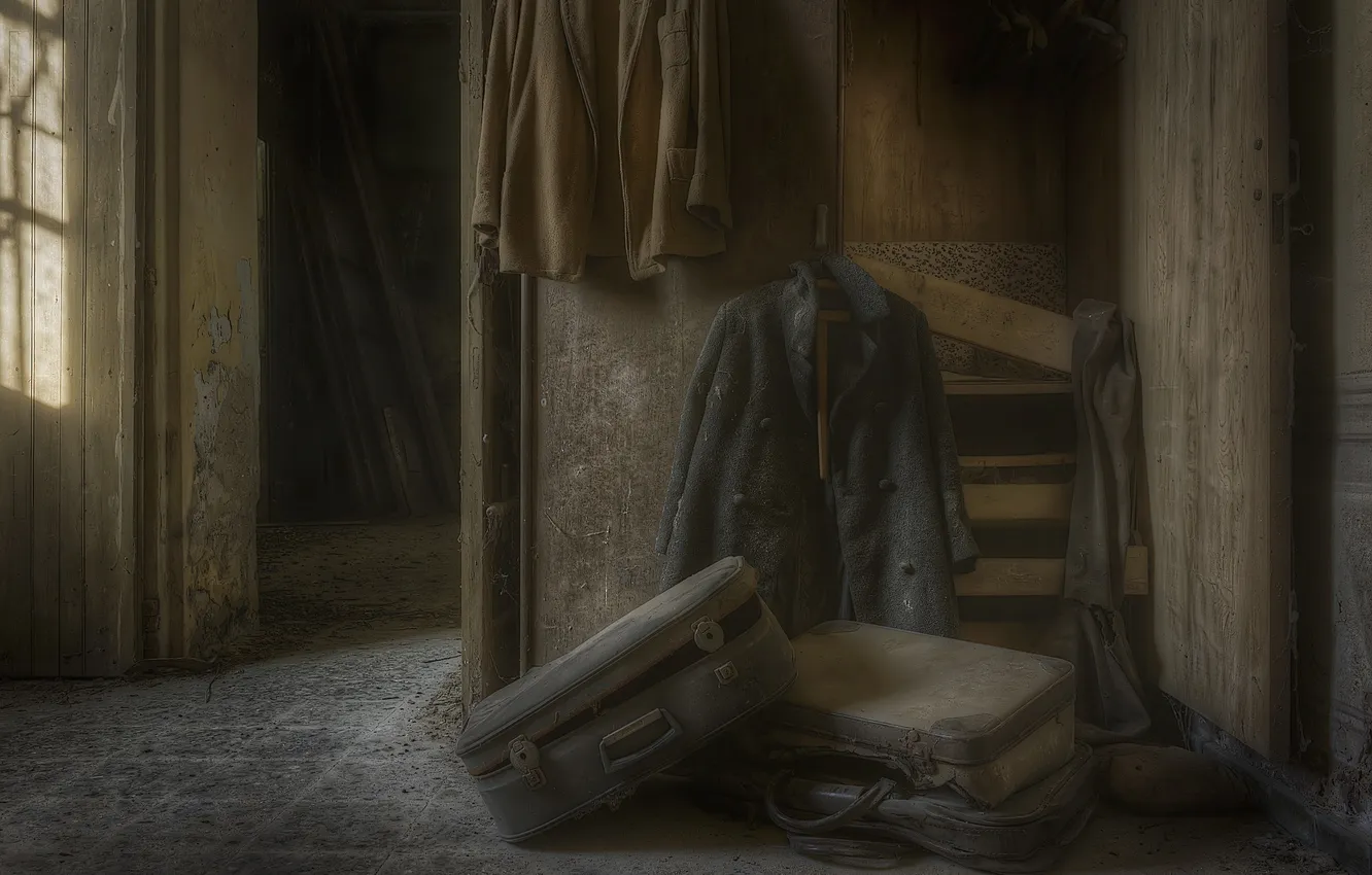 Photo wallpaper room, clothing, suitcase