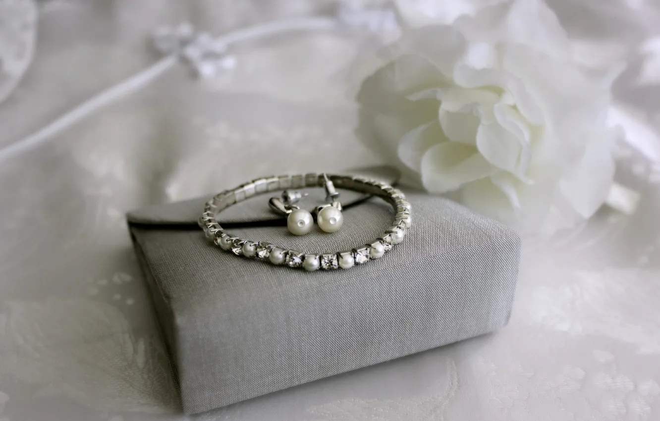Photo wallpaper pearl, bracelet, decoration, bag, earrings, decoration rose