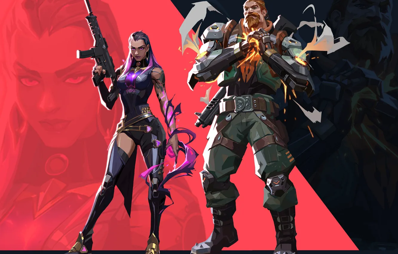 Photo wallpaper weapons, woman, man, Valorant