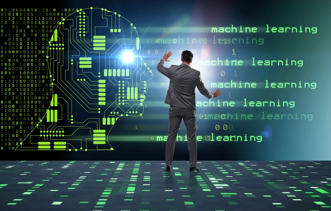 Photo wallpaper deep, digital, human, futuristic, data, information, computing, innovation
