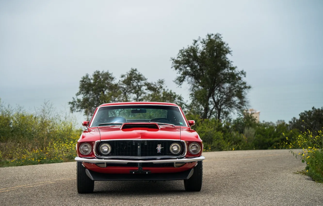 Photo wallpaper Mustang, Ford, Muscle, 1969, Red, Car, Classic, Musclecar