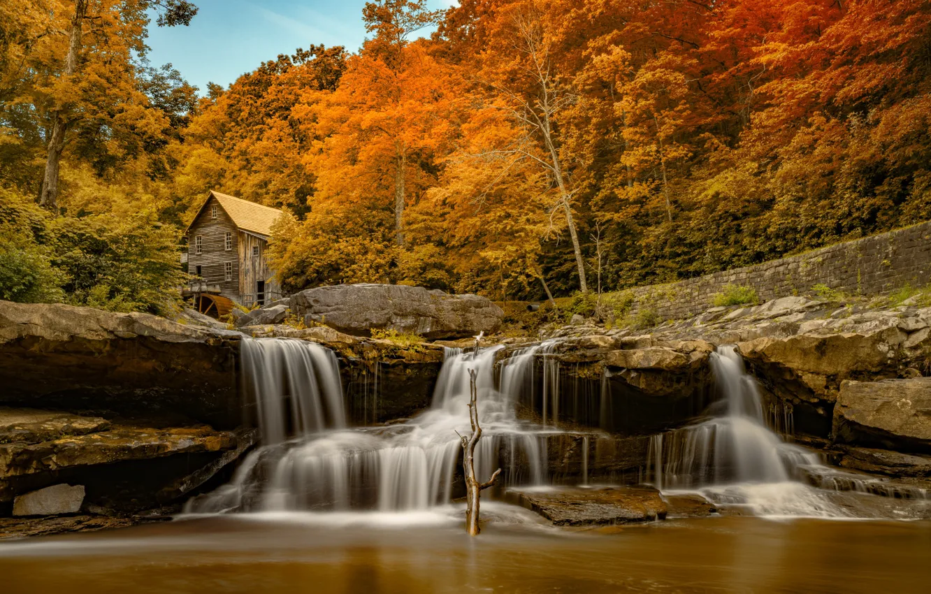 Photo wallpaper Babcock State Park, United States, West Virginia, Glade Creek Grist Mill, Landisburg
