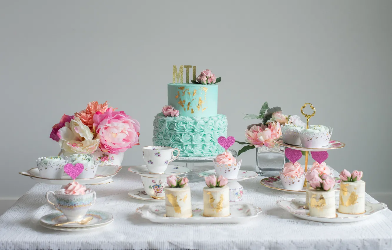 Photo wallpaper holiday, cake, wedding, sweet, cupcakes