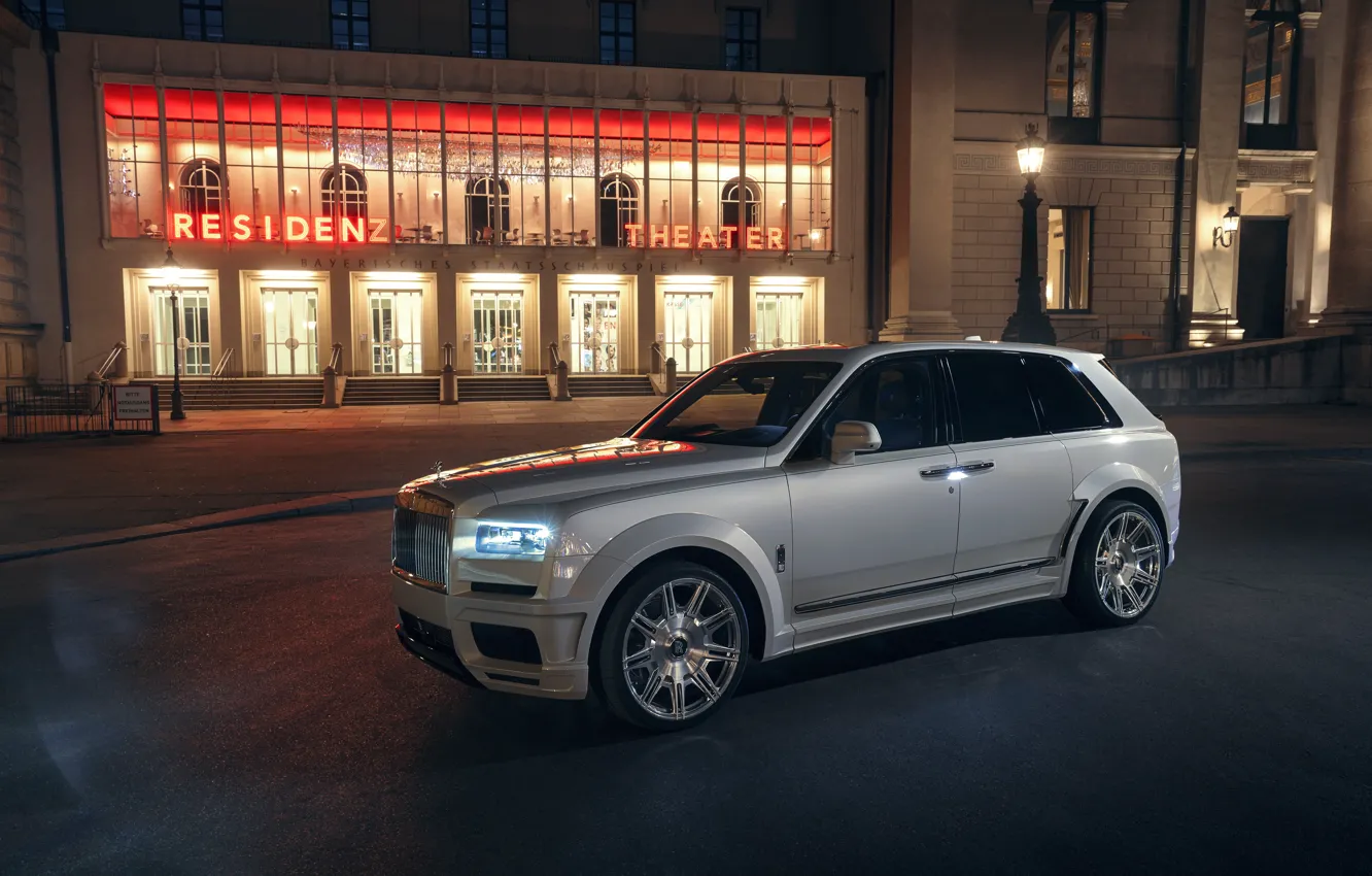 Photo wallpaper Rolls-Royce, white, Front, tuning, Wheels, Spofec, Cullinan