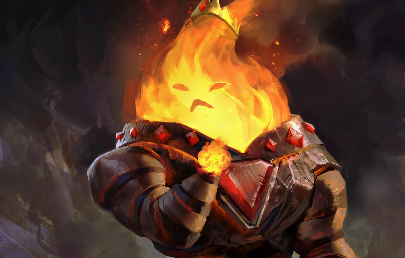 Photo wallpaper lights, armor, crown, art, king, Adventure Time, Mike azevedo, Flame King